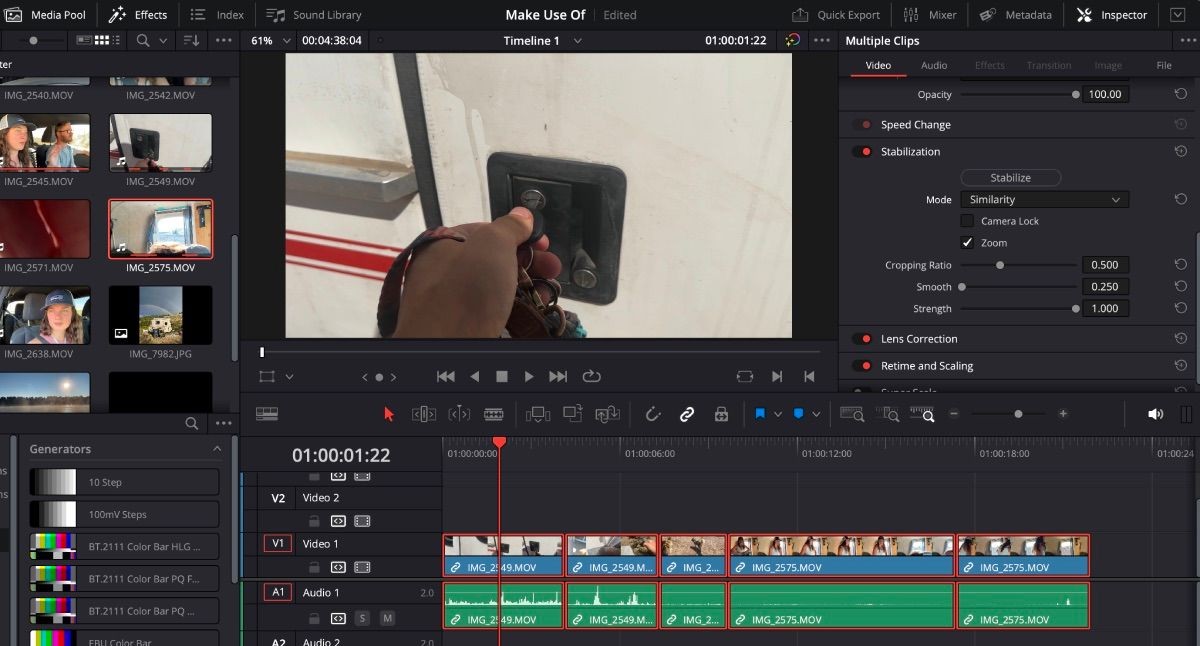 Tính năng ổn định hóa trên DaVinci Resolve