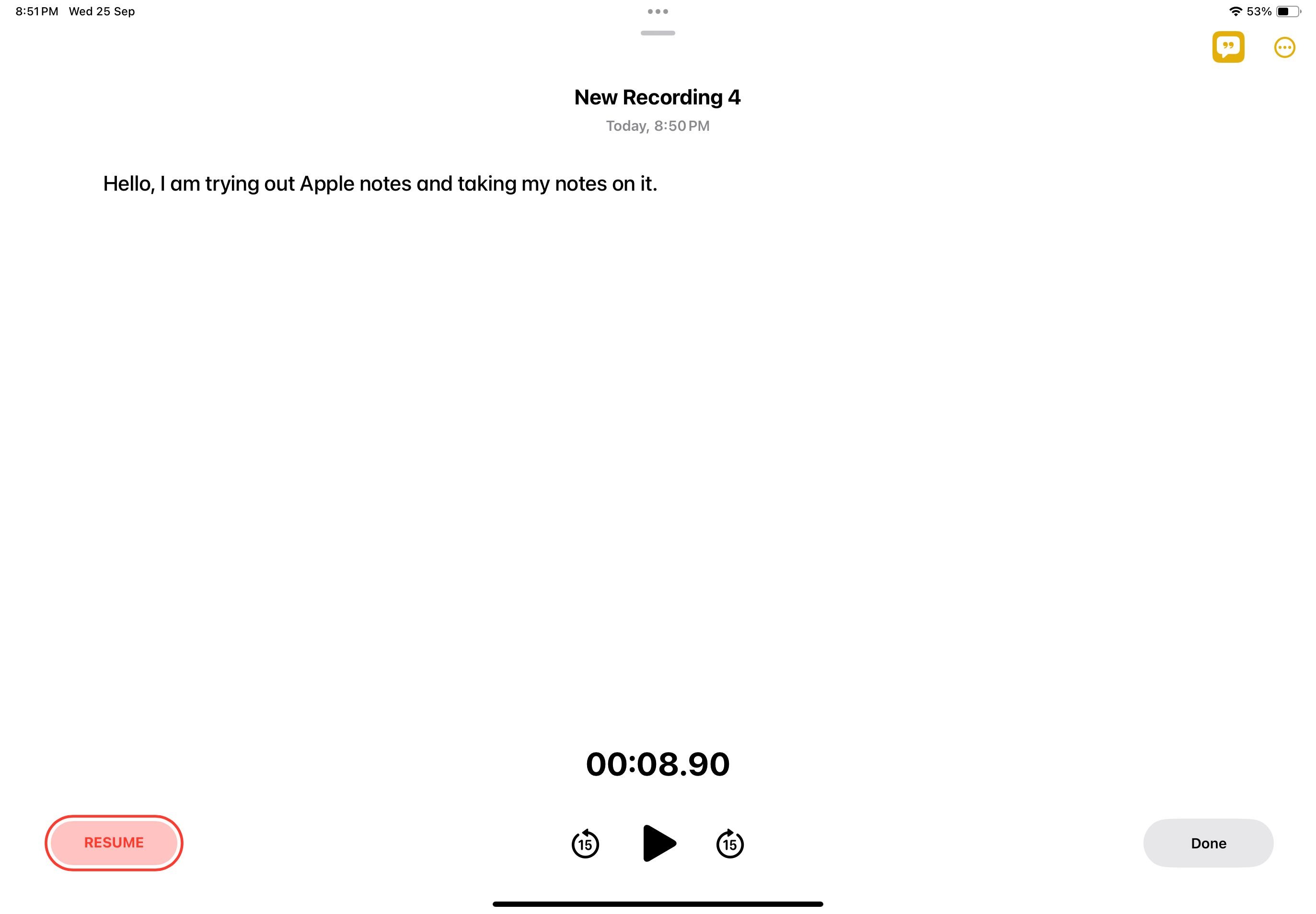 Tính năng phiên âm âm thanh của Apple Notes