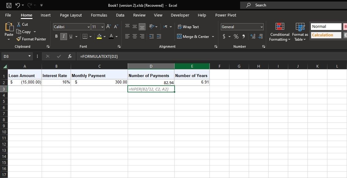 Tính toán số kỳ thanh toán vay với NPER trong Excel