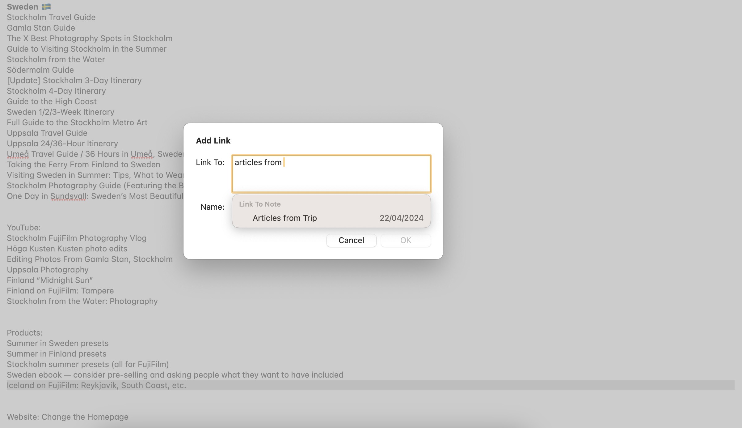 Tổ chức các ghi chú dự án khác nhau trong ứng dụng Apple Notes