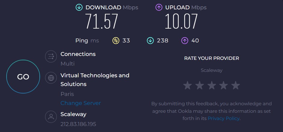 Tốc độ kết nối khi duyệt web với VPN miễn phí của Tunnelbear