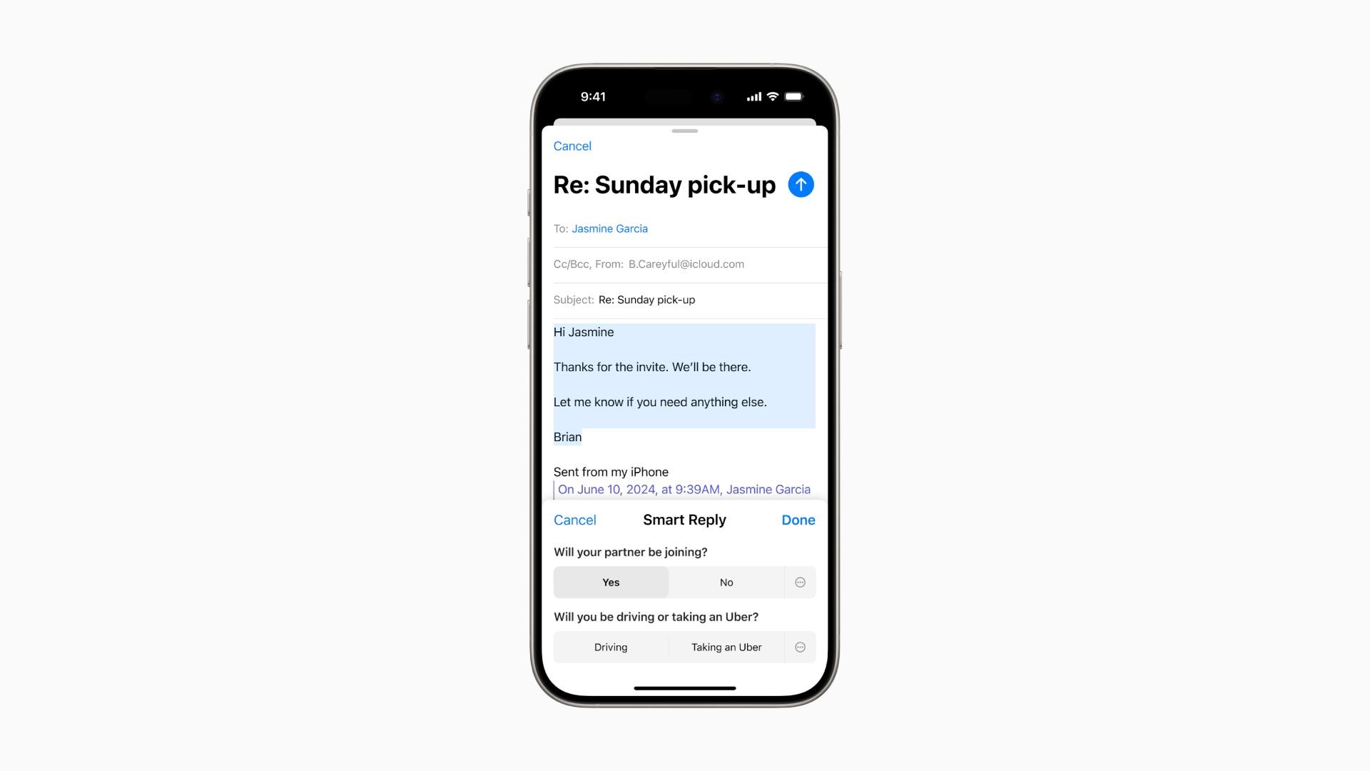 Trả lời thông minh trong ứng dụng Mail trên iPhone