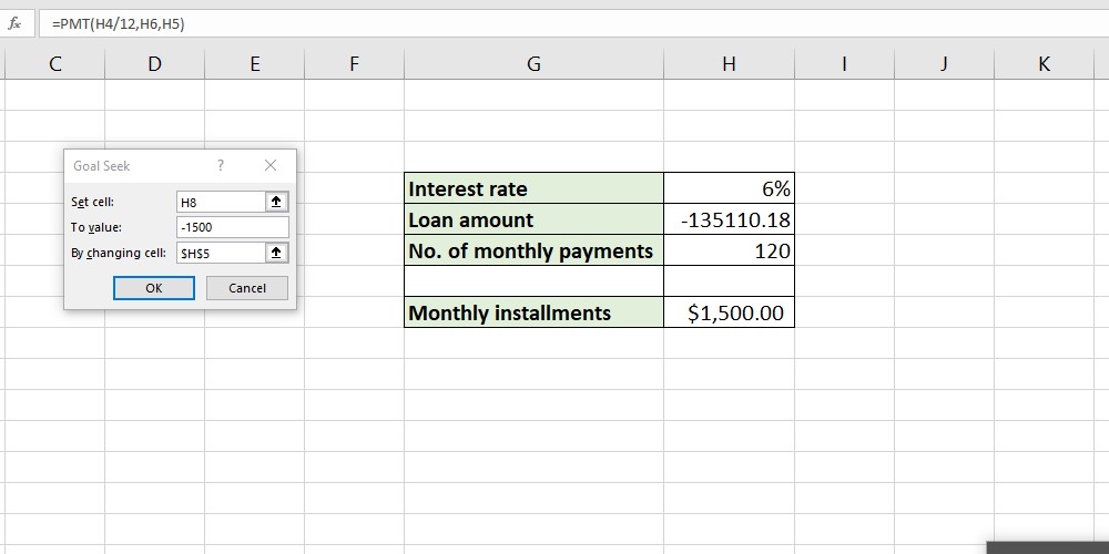 Trả nợ với Excel Goal Seek