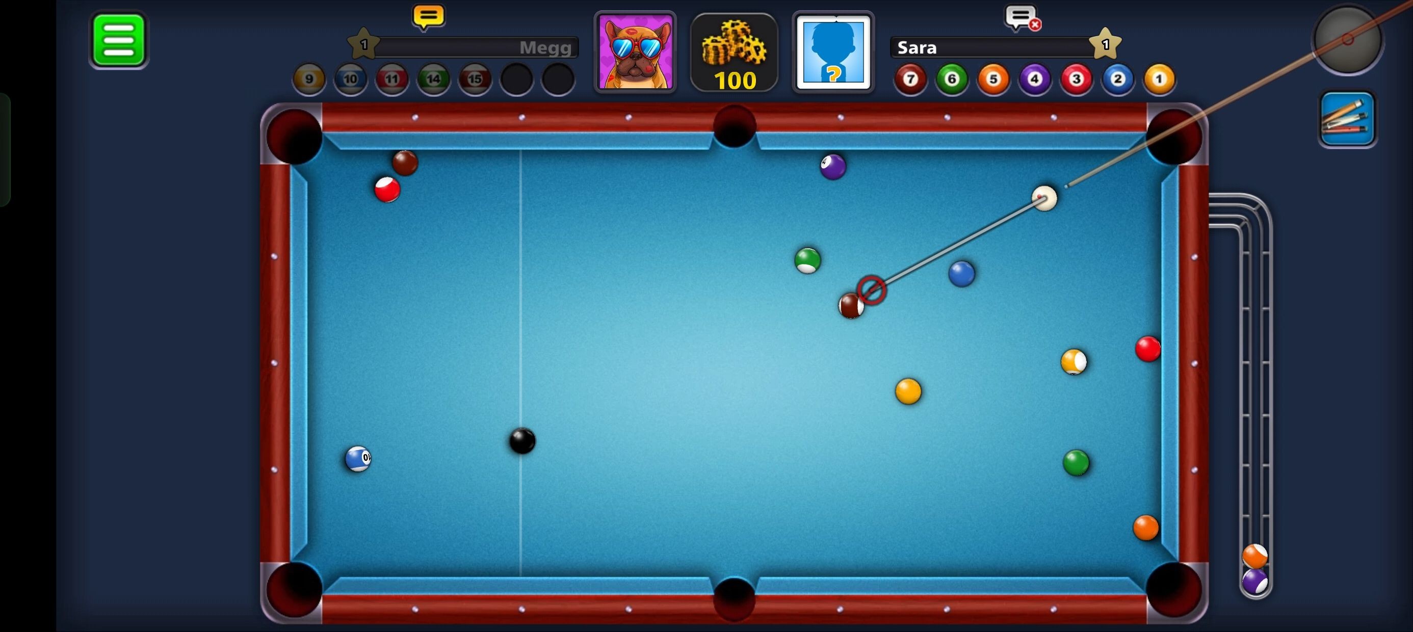 trận đấu 1v1 trong 8 ball pool