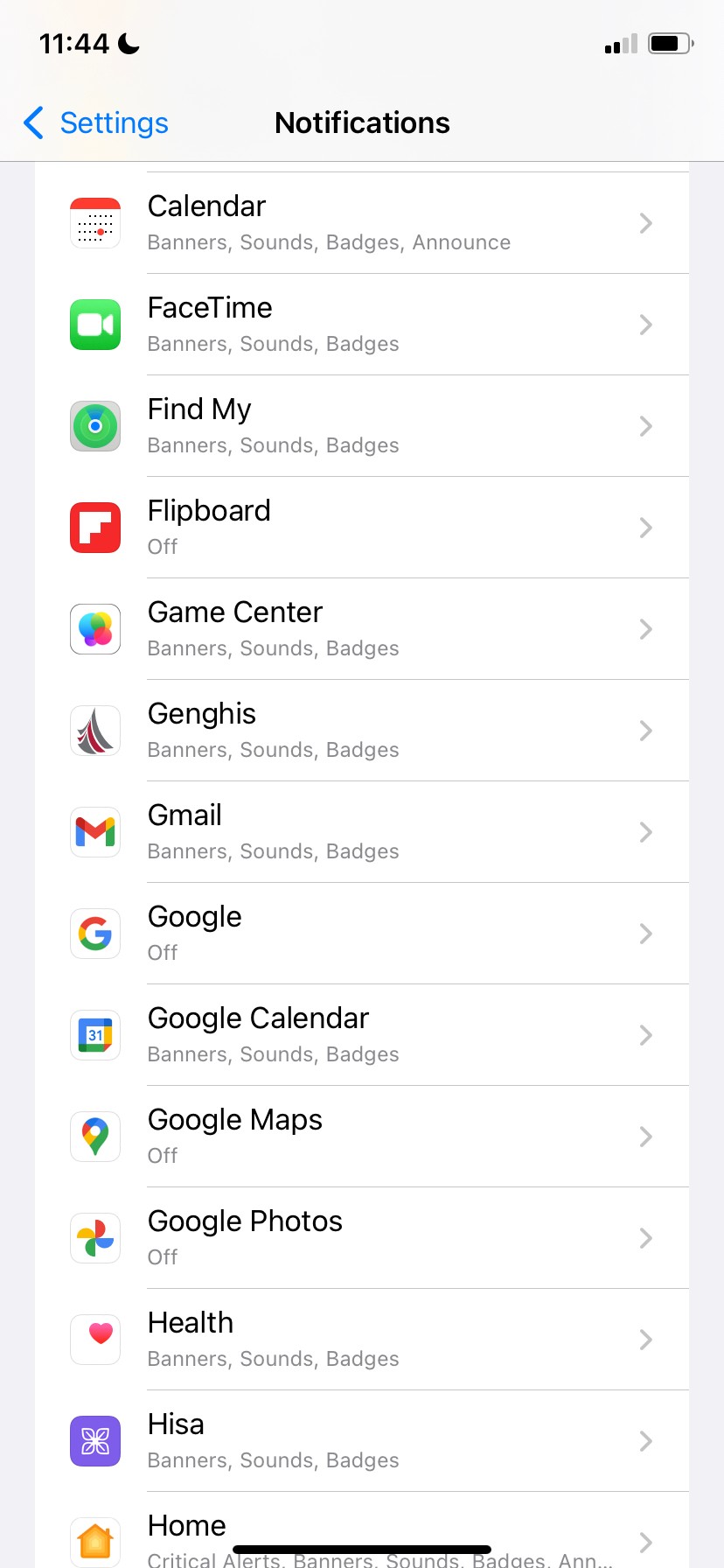 Trang cài đặt thông báo trên iOS 15