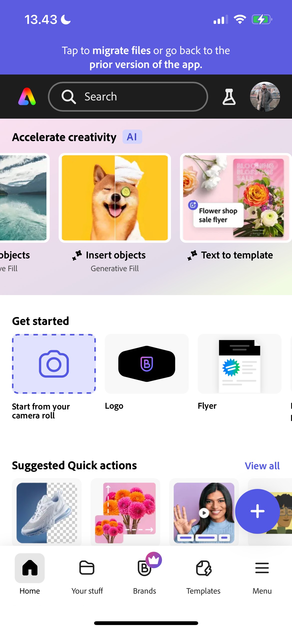 Trang chủ của Adobe Express
