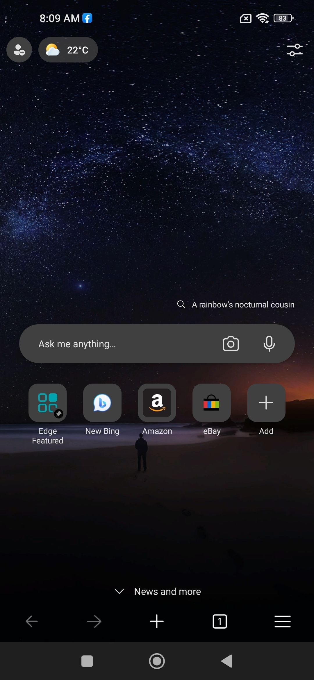 Trang chủ của Microsoft Edge di động