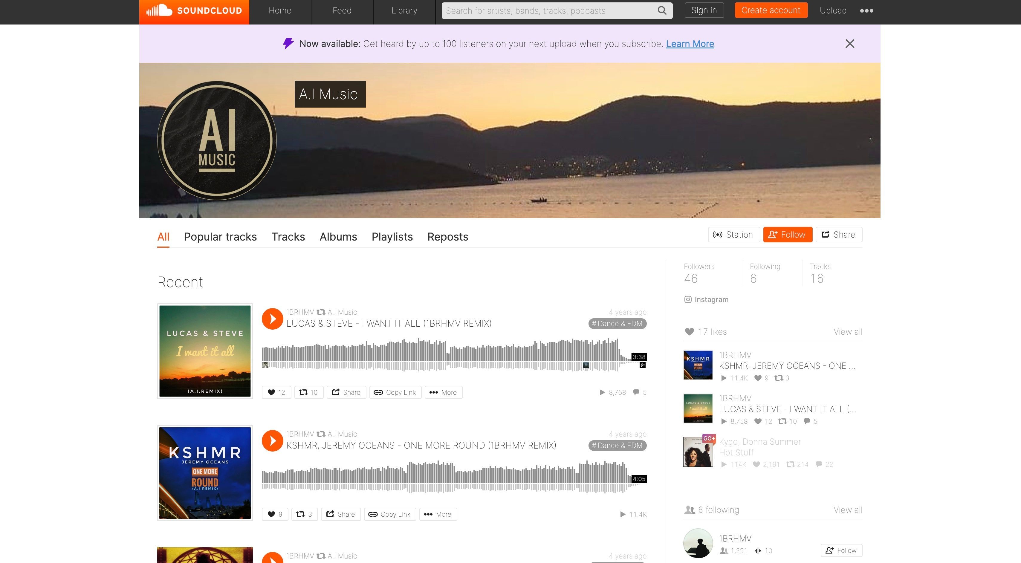 Trang chủ nhạc AI trên SoundCloud