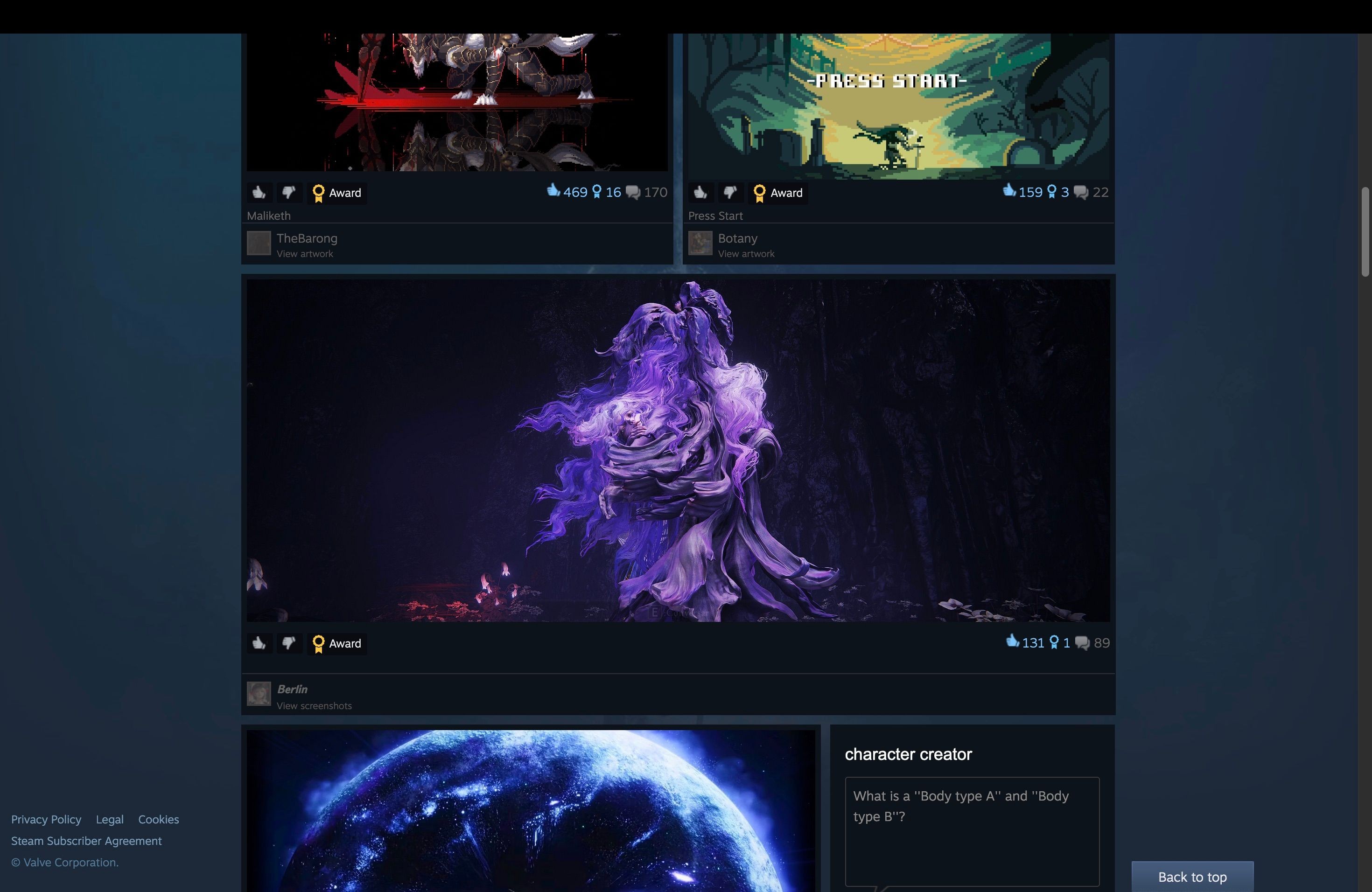 Trang cộng đồng Steam với nghệ thuật fan của Elden Ring
