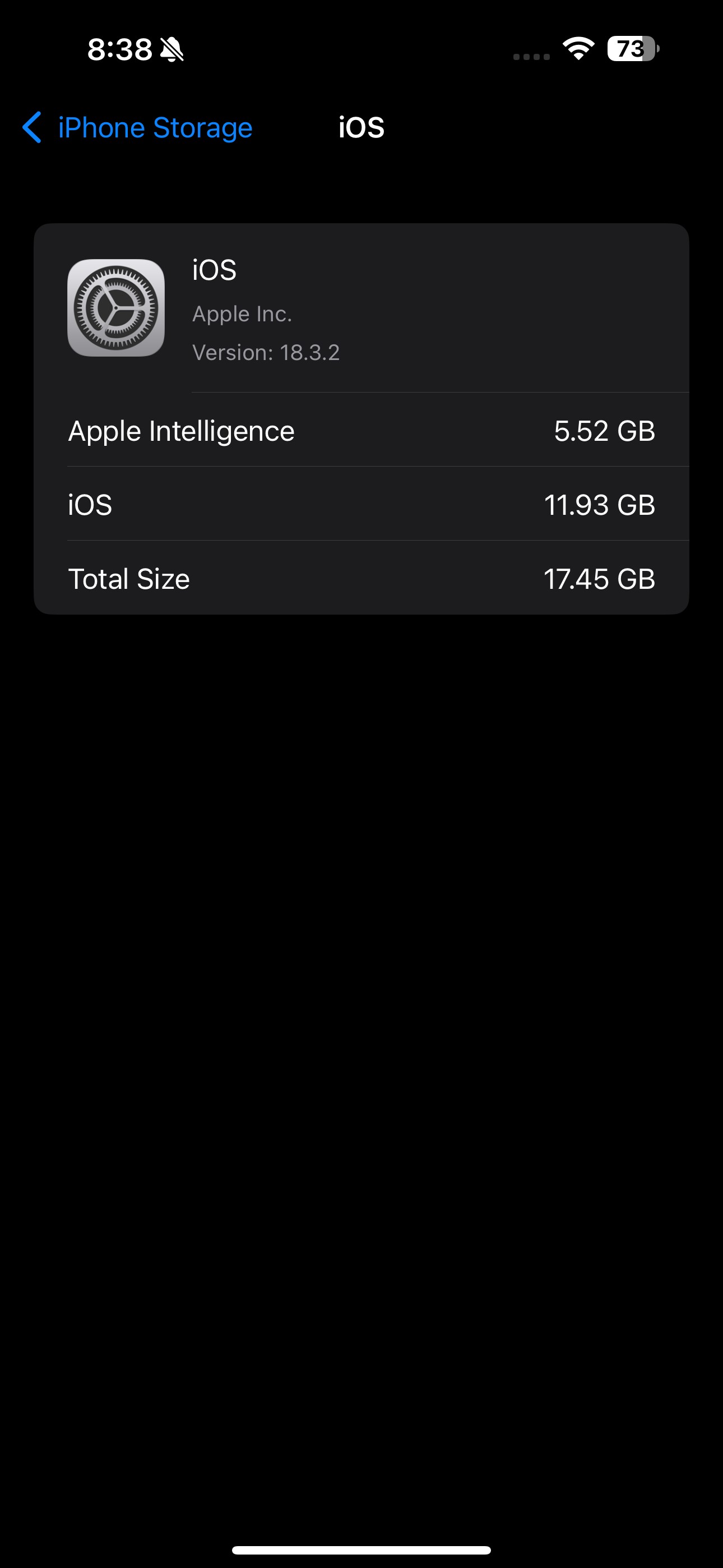 Trang Dung lượng iOS trong ứng dụng Cài đặt iPhone