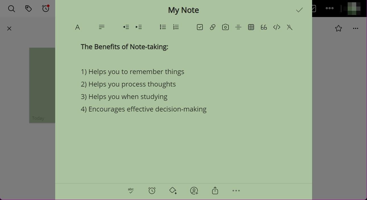 Trang ghi chú mới trong Zoho Notebook