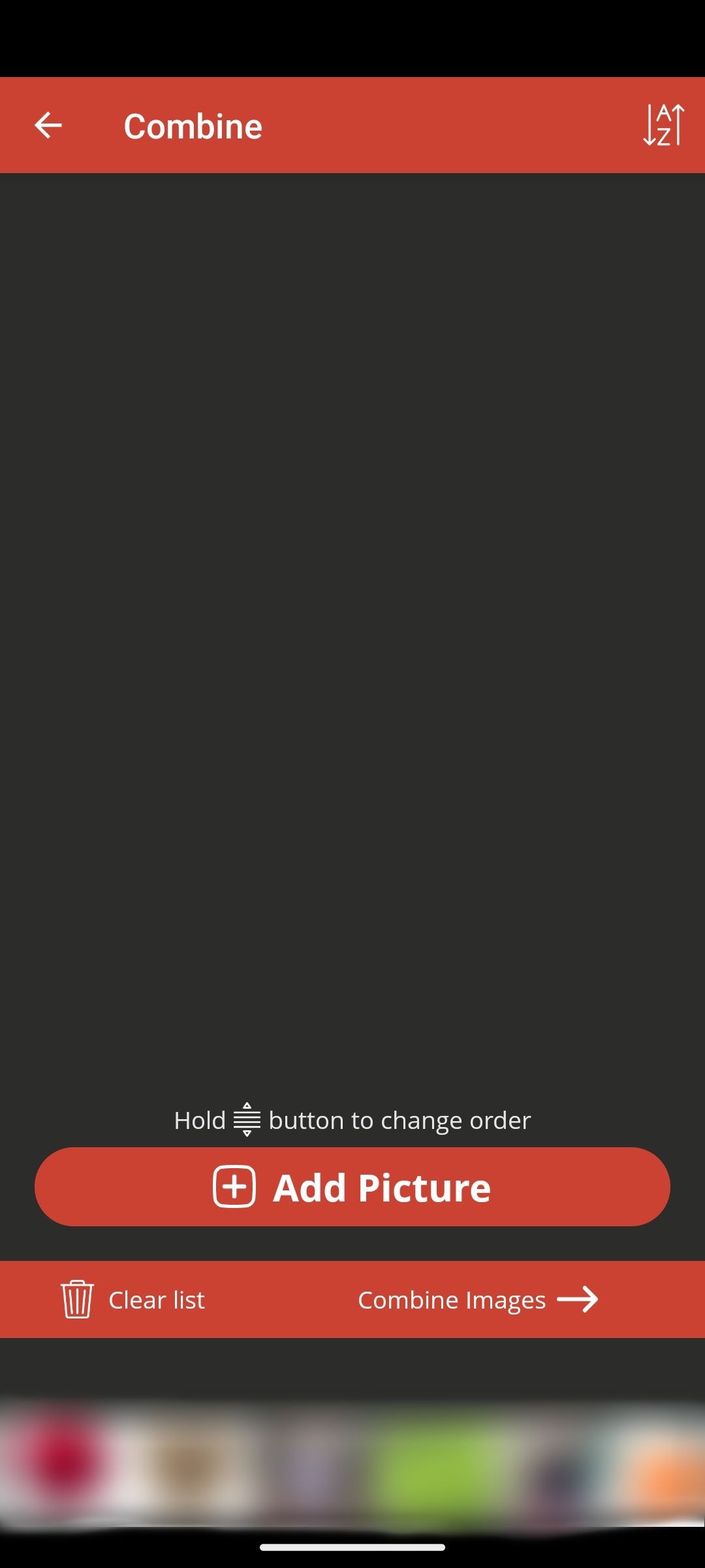 Trang kết hợp hình ảnh trong ứng dụng Image Combiner trên Android