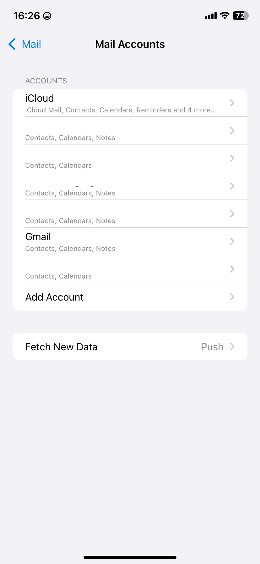 Trang Tài khoản Mail trong iOS