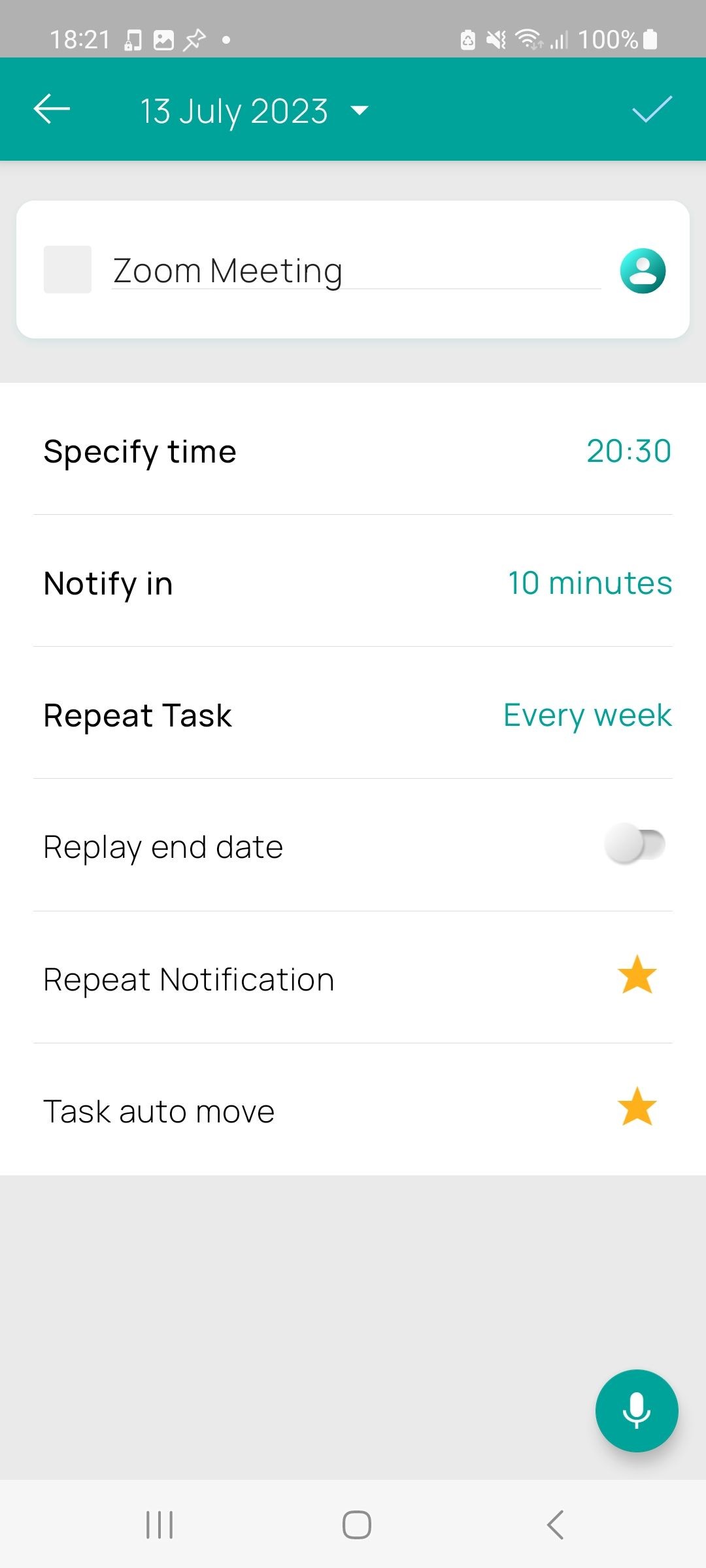 Trang tạo nhắc nhở mới trong My Tasks