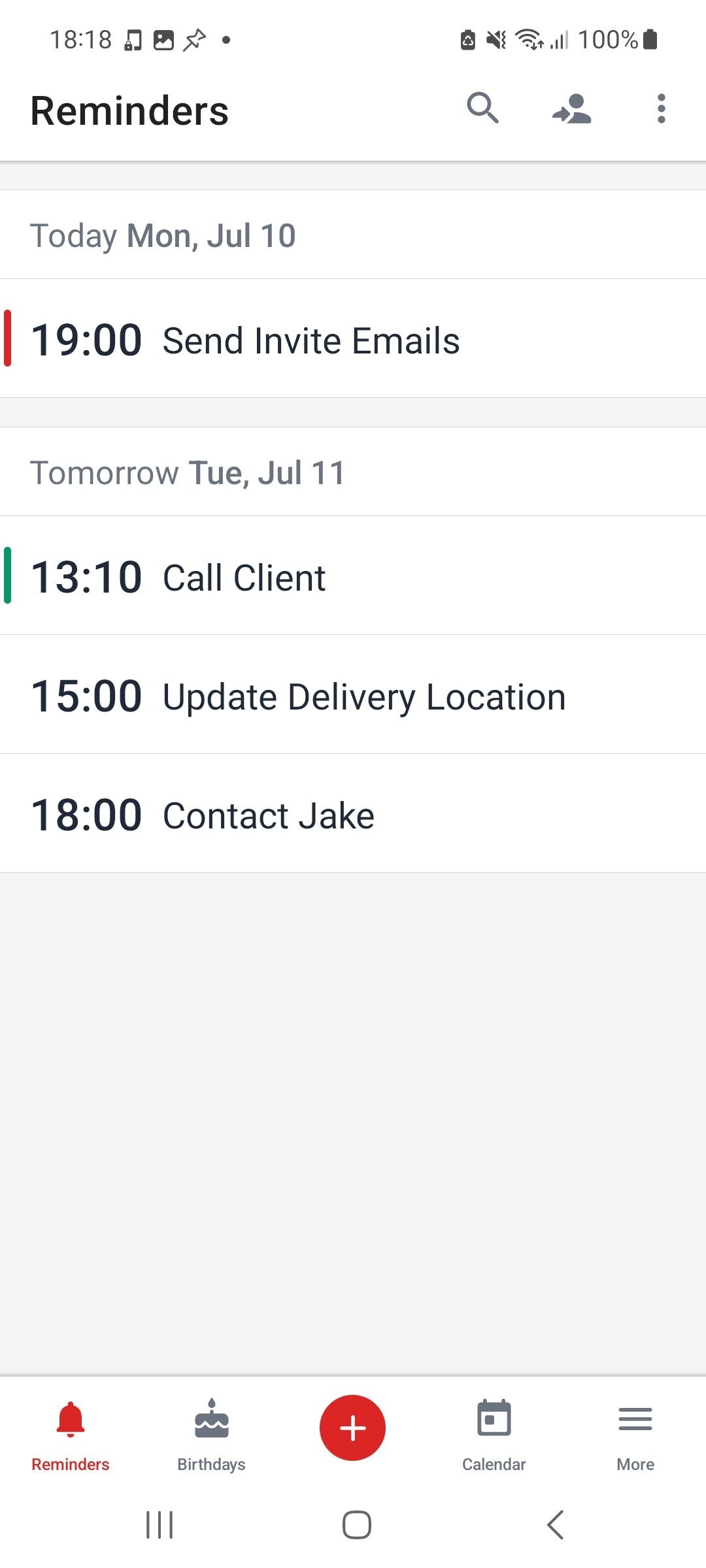 Trang tất cả các nhắc nhở trong BZ Reminder