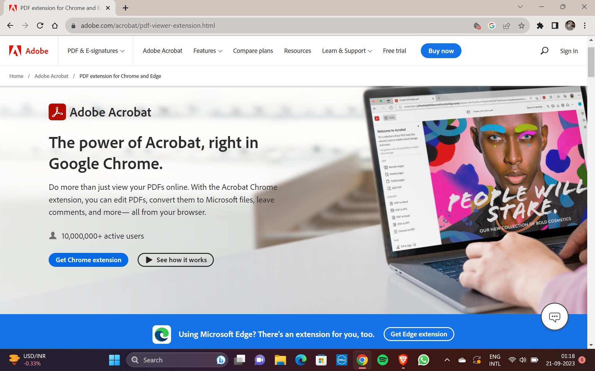 Trang tiện ích mở rộng chính thức của Adobe Acrobat Reader cho Chrome và Edge