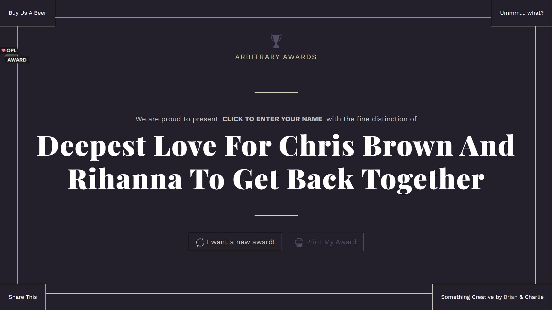 Trang web Arbitrary Awards