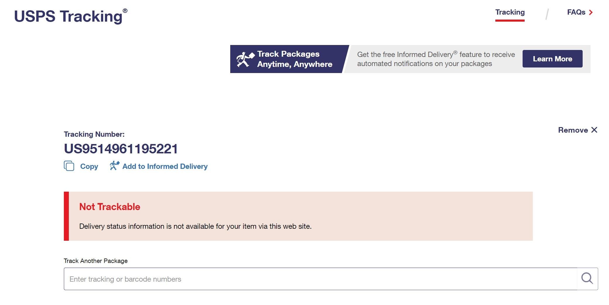 Trang Web USPS Hiển Thị Mã Theo Dõi Không Thể Theo Dõi