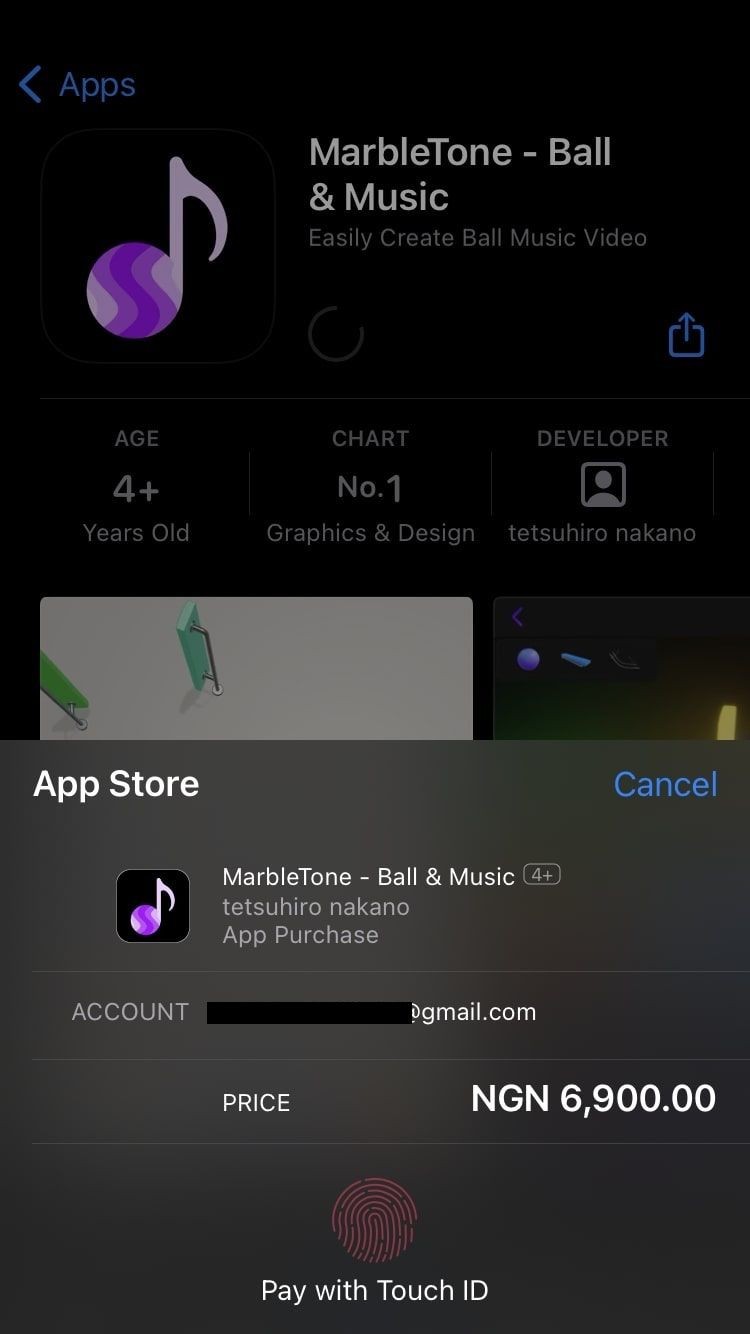 Trang xác nhận thanh toán trên App Store