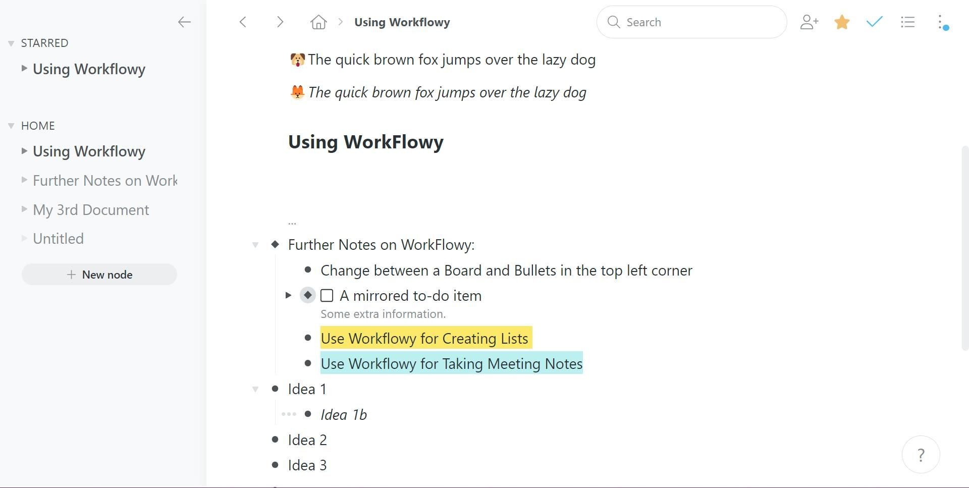 Trình chỉnh sửa văn bản dựa trên bullet của Workflowy