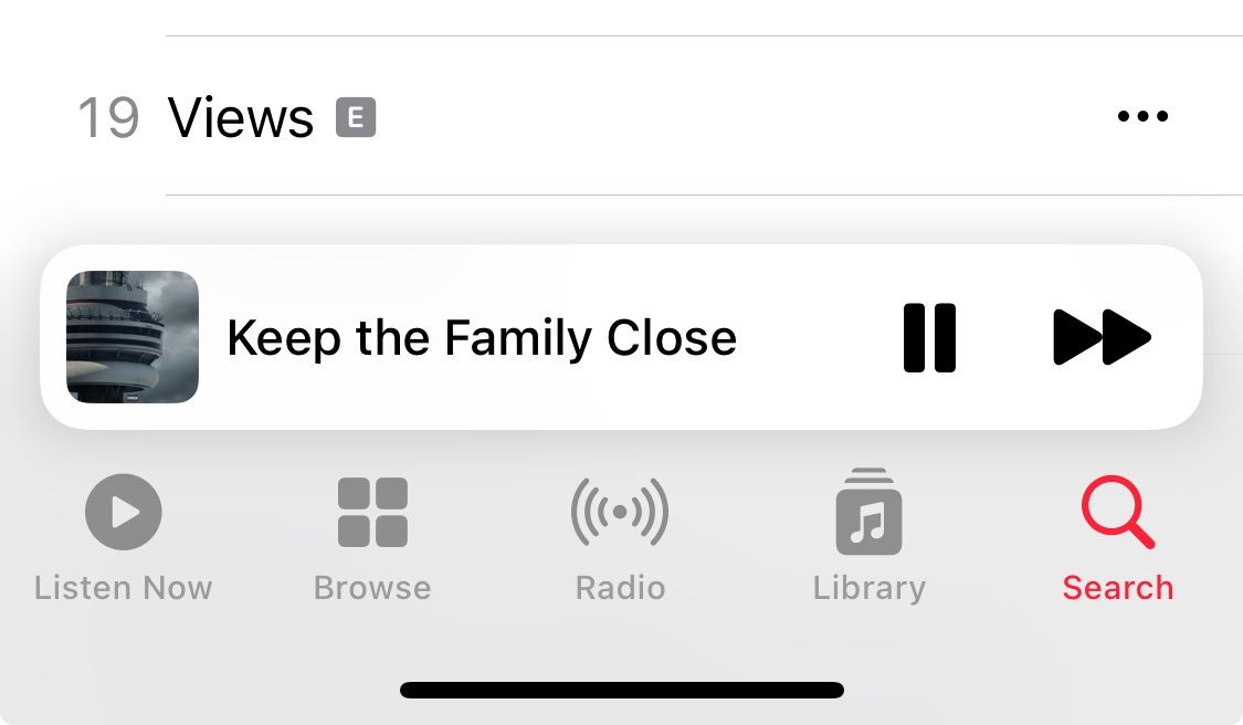 Trình phát nhạc thu nhỏ trên ứng dụng Apple Music