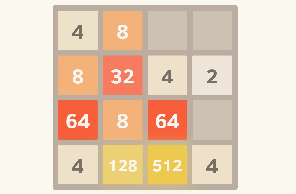 Trò chơi 2048 đang diễn ra
