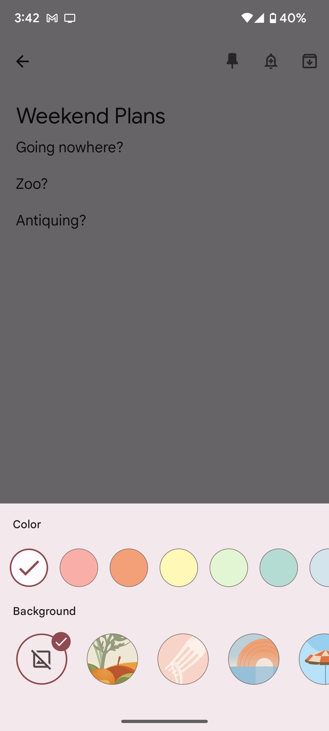 Trước khi áp dụng màu cho ghi chú trong Google Keep