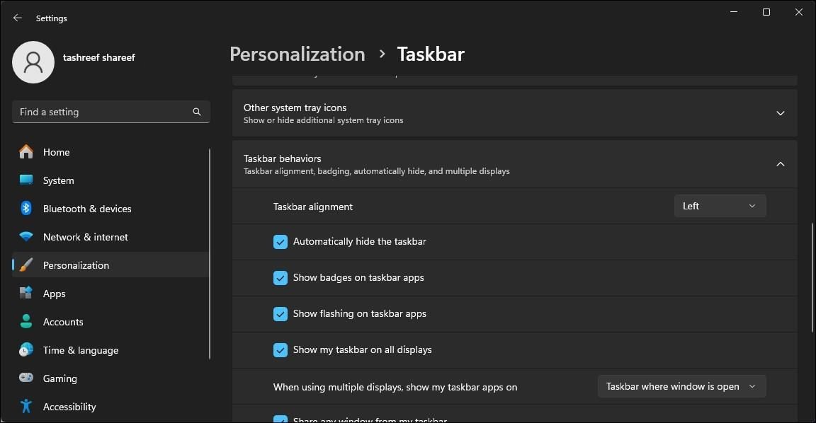 Tự động ẩn thanh tác vụ trên Windows 11