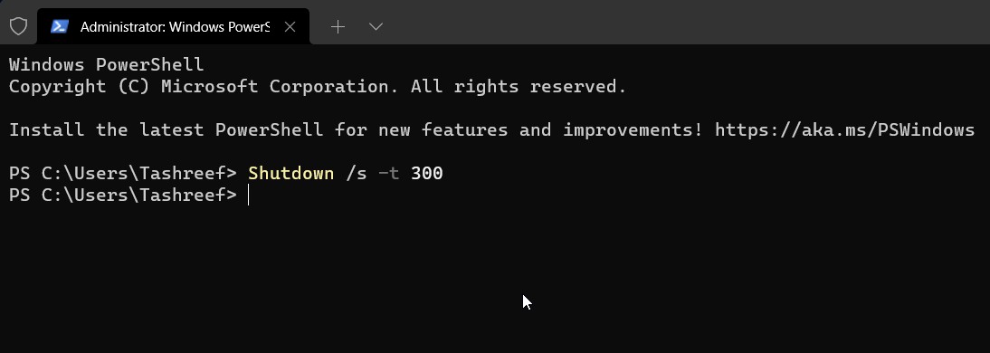 Tự động tắt máy Windows 11 Command Prompt