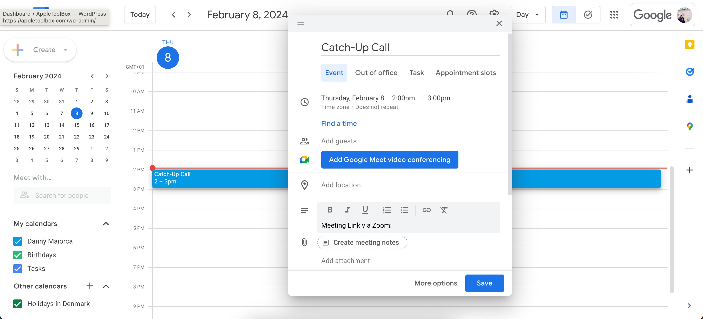 Tùy chỉnh cuộc họp trong ứng dụng Google Calendar