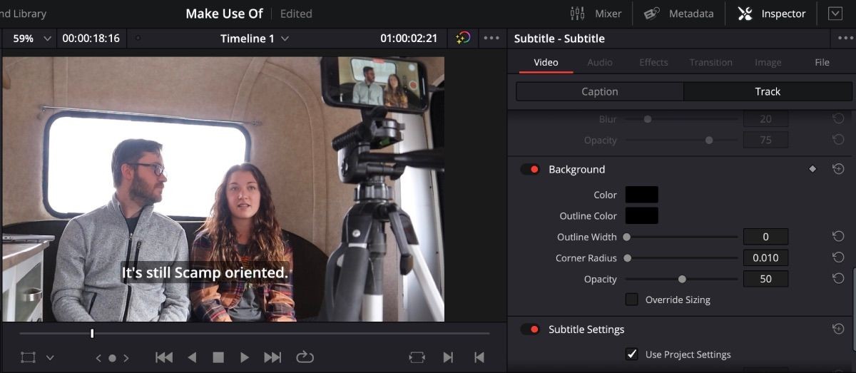 Tùy chỉnh phụ đề trong DaVinci Resolve
