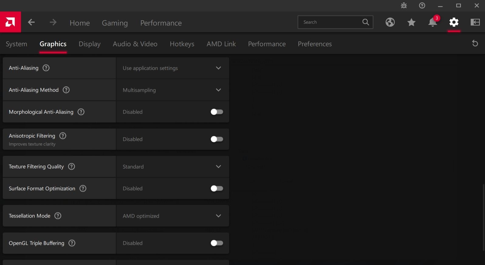 Tùy chọn Anti-Aliasing của phần mềm AMD Radeon
