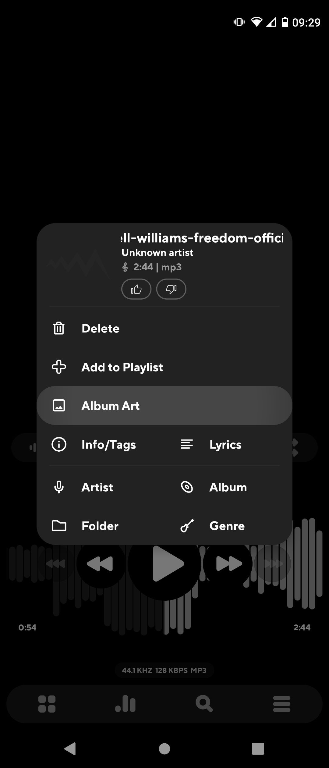 Tùy chọn bài hát trên Poweramp Music Player