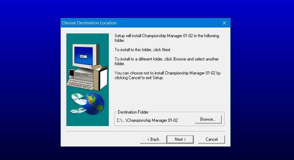 Tùy chọn Browse trong màn hình cài đặt Championship Manager