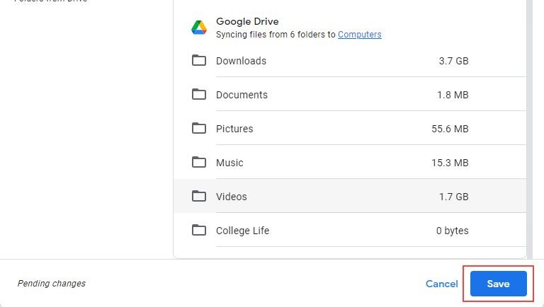 Tùy chọn cài đặt Google Drive