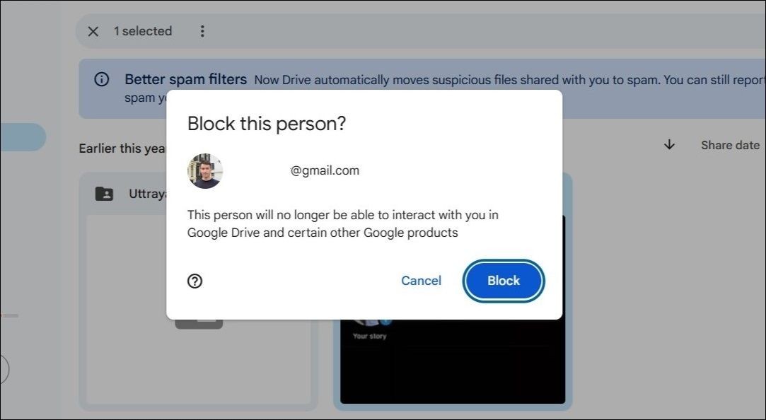 Tùy chọn chặn trong Google Drive