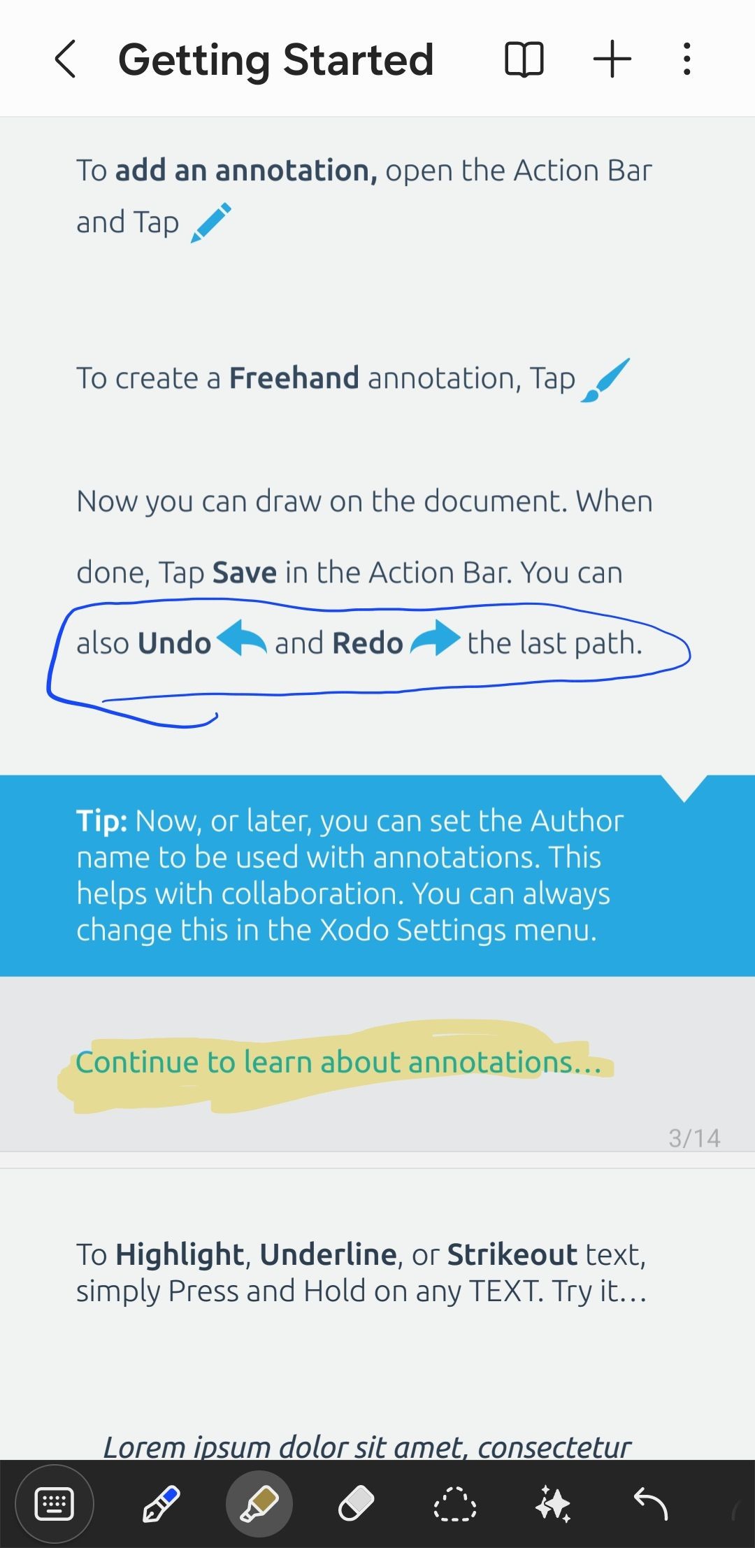 Tùy chọn chú thích PDF trong ứng dụng Samsung Notes