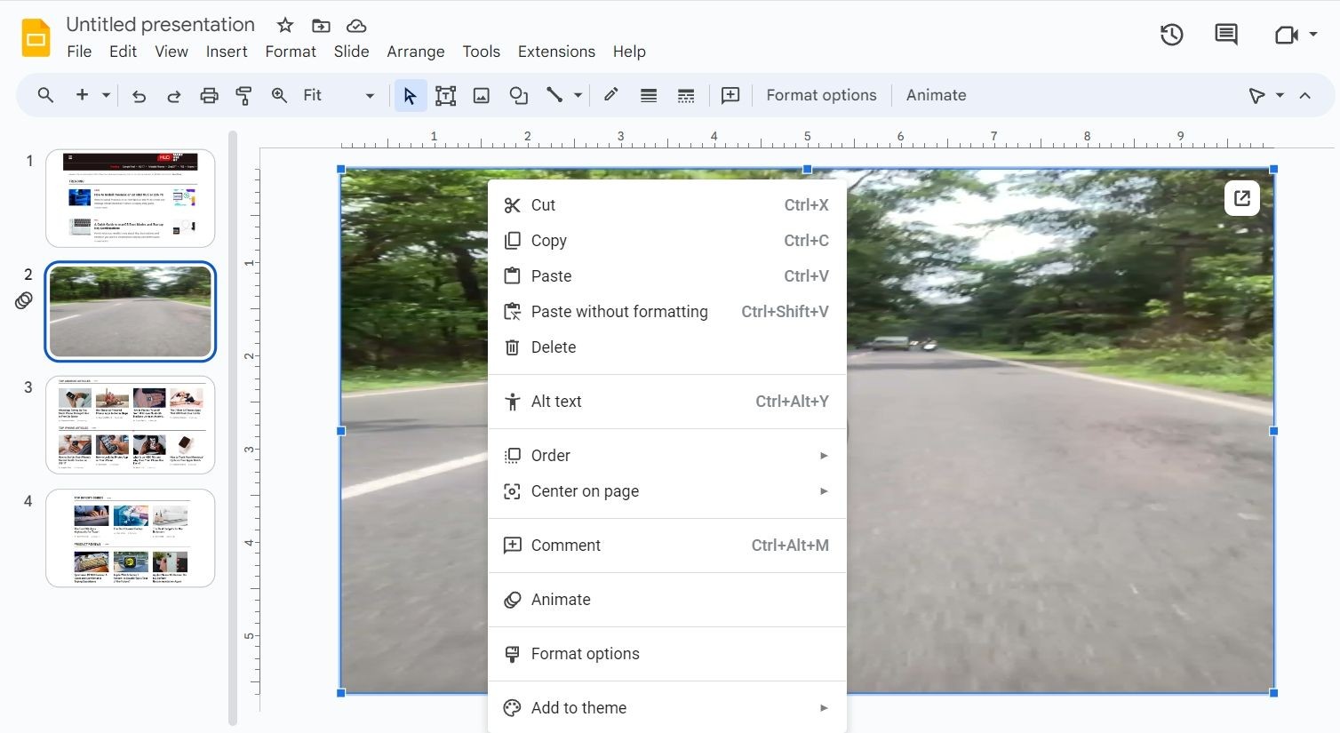 Tùy chọn định dạng trong Google Slides