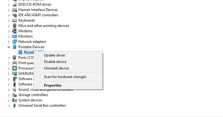 Tùy chọn driver trong Device Manager của Windows