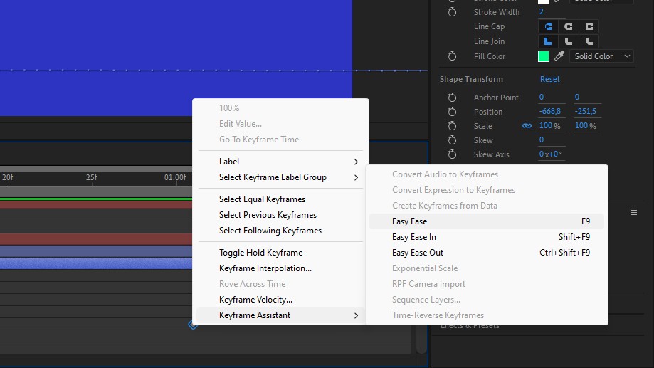 Tùy chọn Easy Ease trong After Effects