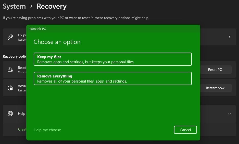 Tùy chọn Giữ lại tệp trên Windows 11