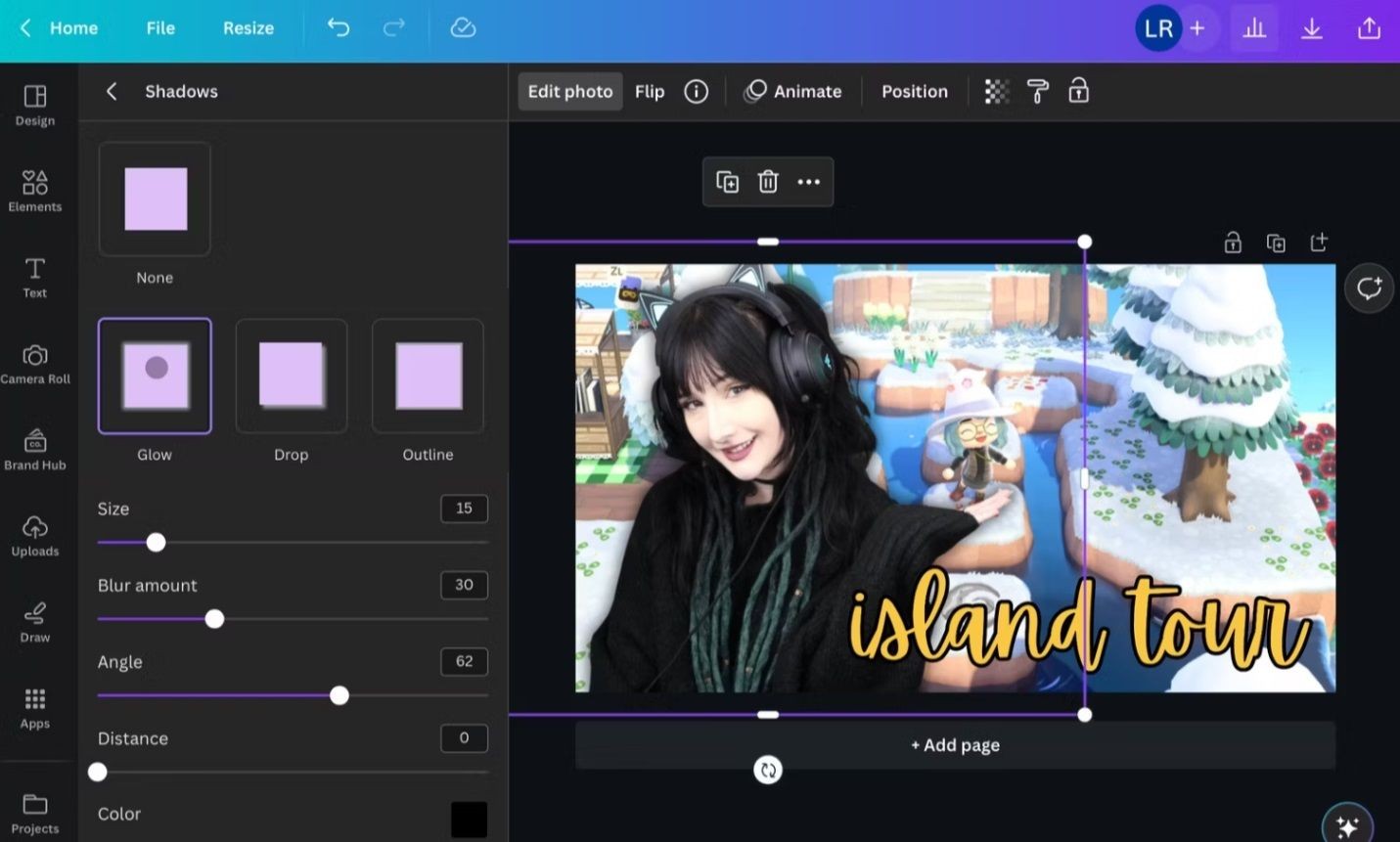 Tùy chọn Hiệu Ứng Bóng trên Canva