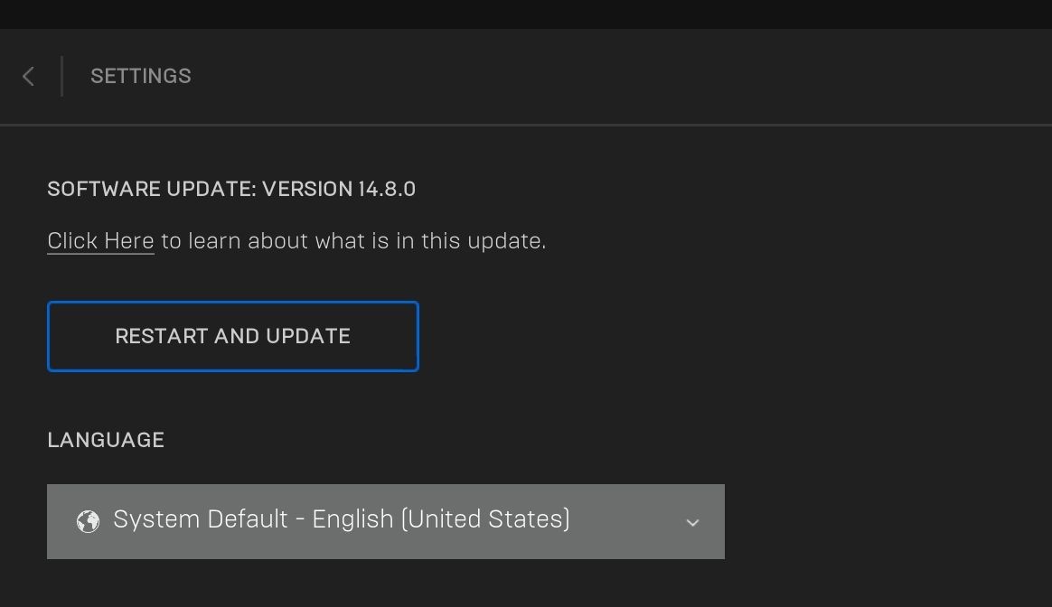 Tùy chọn Khởi động lại &amp; Cập nhật trong Epic Games Launcher