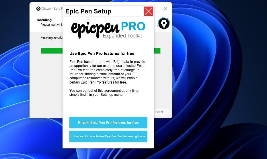 Tùy chọn kích hoạt Epic Pen Pro qua Brightdata