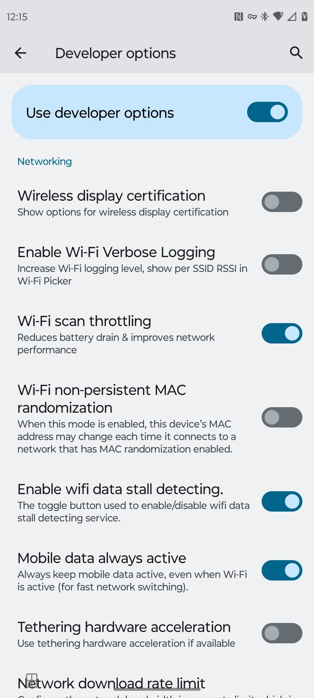 Tùy chọn nhà phát triển liên quan đến mạng trên Android