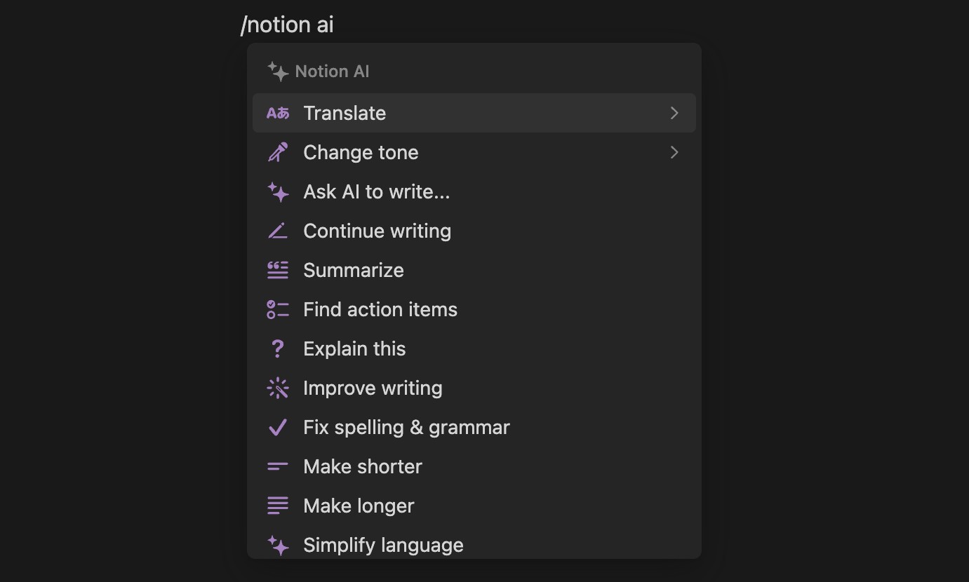 Tùy chọn Notion AI