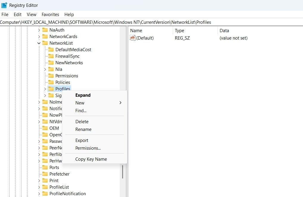 Tùy chọn Permissions trong Registry Editor