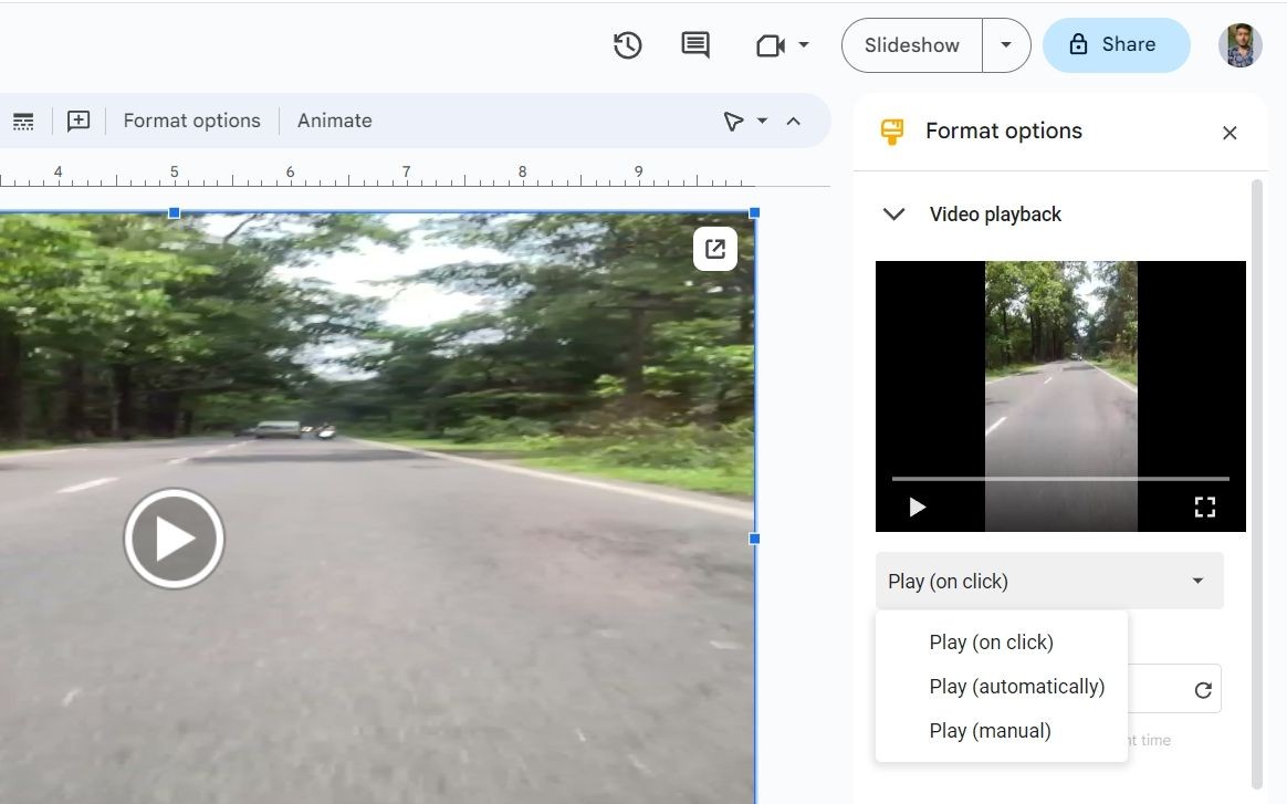 Tùy chọn phát tự động trong Google Slides