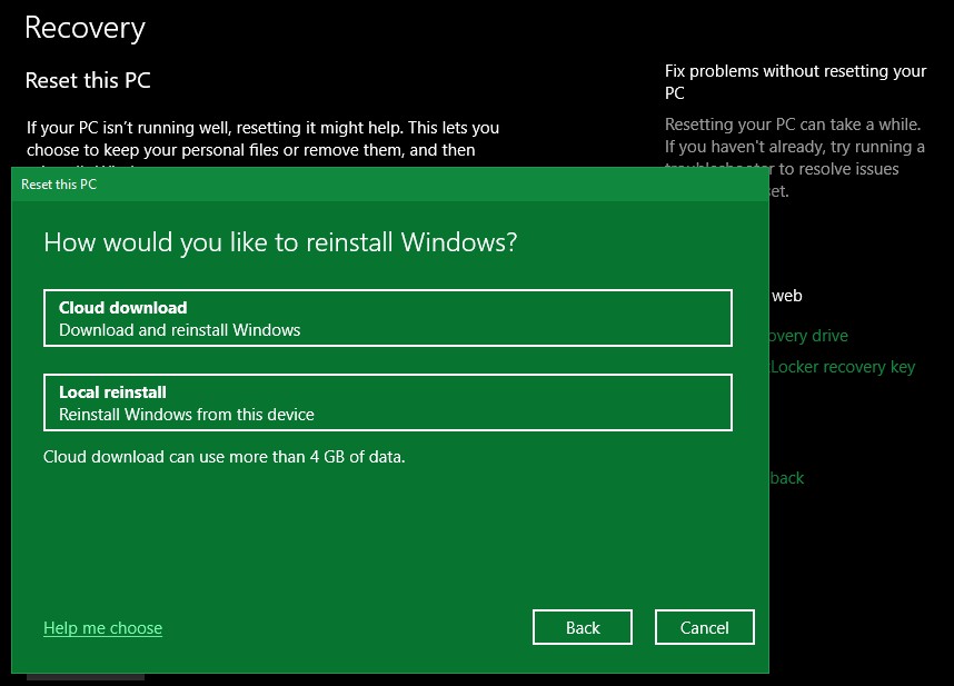 Tùy chọn Tải xuống từ đám mây trên Windows 10