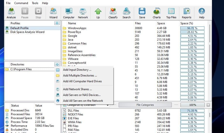 Tùy chọn thêm thư mục vào Disk Savvy
